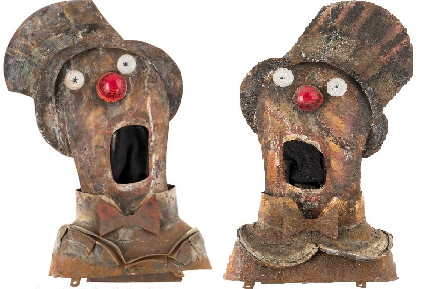 Original Tin Head props from The Wiz 1978 movie, used in the 'Slide Some Oil to Me' scene.